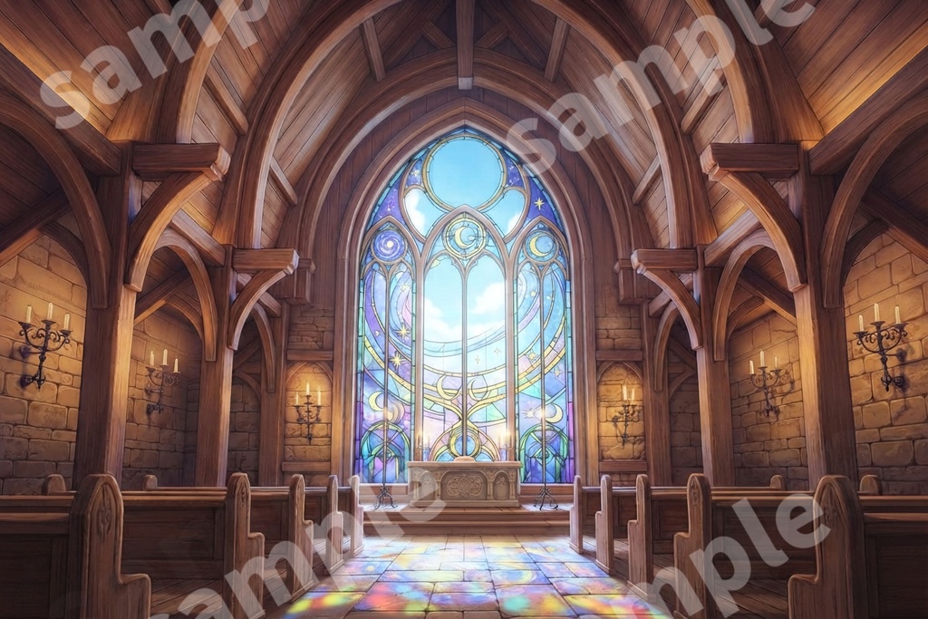 背景素材7点セット|ステンドグラス教会・図書館・温室|TRPG配信背景 VRChatに