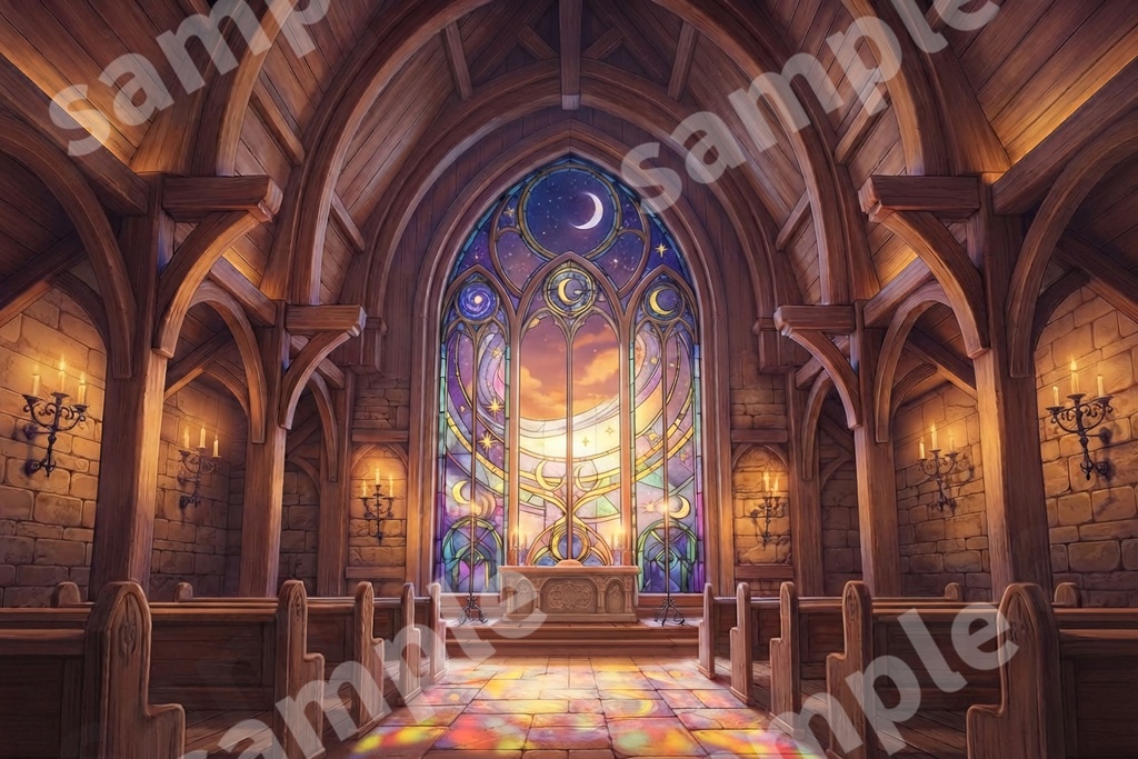 背景素材7点セット|ステンドグラス教会・図書館・温室|TRPG配信背景 VRChatに