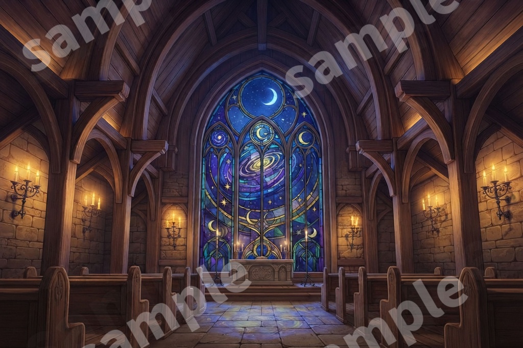 背景素材7点セット|ステンドグラス教会・図書館・温室|TRPG配信背景 VRChatに