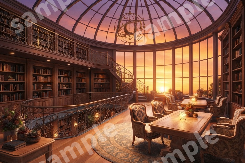 背景素材7点セット|ステンドグラス教会・図書館・温室|TRPG配信背景 VRChatに