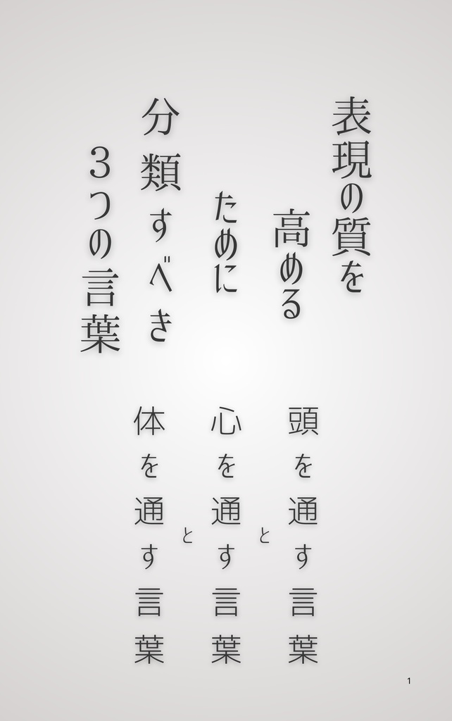 表現の質を高めるために分類すべき ３つの言葉 頭を通す言葉 心を通す言葉 体を通す言葉