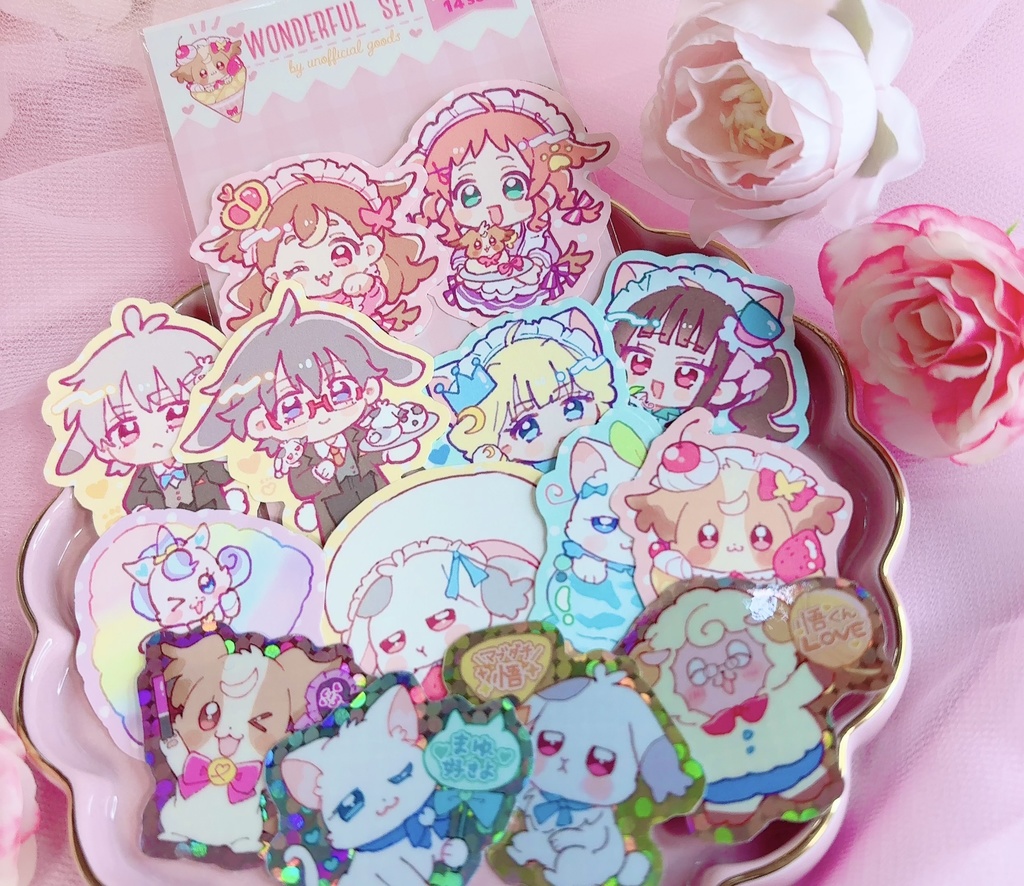 再販 9月中旬〜 🎀 わんぷり(14種set) 推し活＆カフェシール 