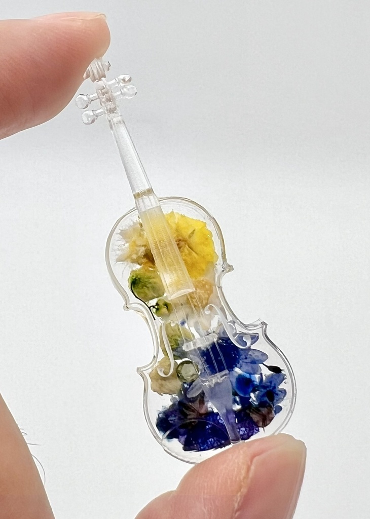 【オーダーメイド2026年1月受注分】1/12スケールミニチュアハーバリウムヴァイオリン 完成品