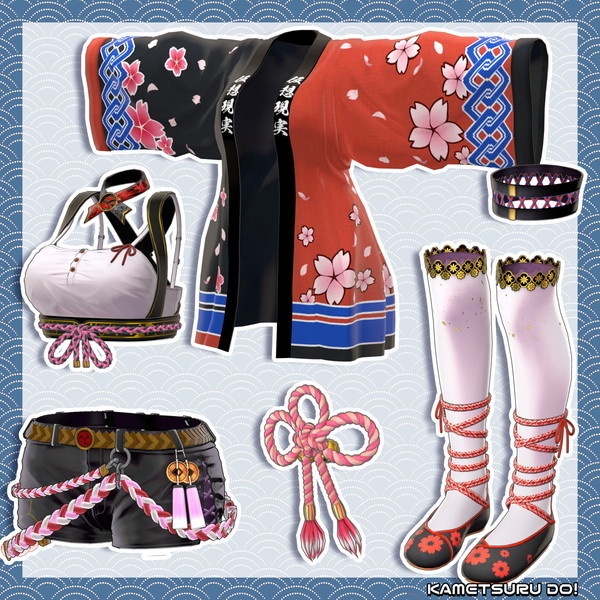 【4アバター対応】お祭り はっぴぃセット【衣装】