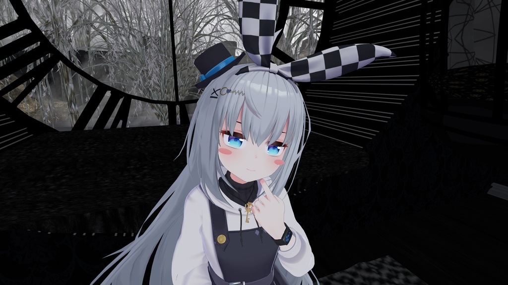 ハートと時計のヘアピン VRchat向けアクセサリ