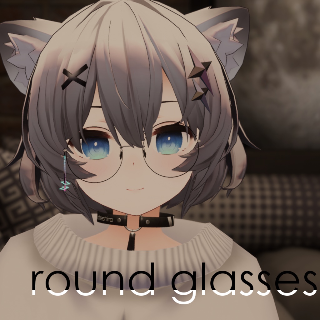 丸眼鏡 round glasses VRChat向けアクセサリ