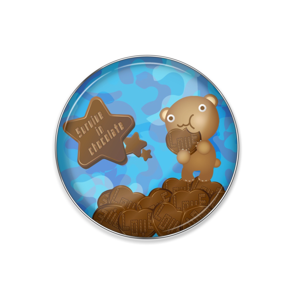 クマチョコ　青　ピンバッジ