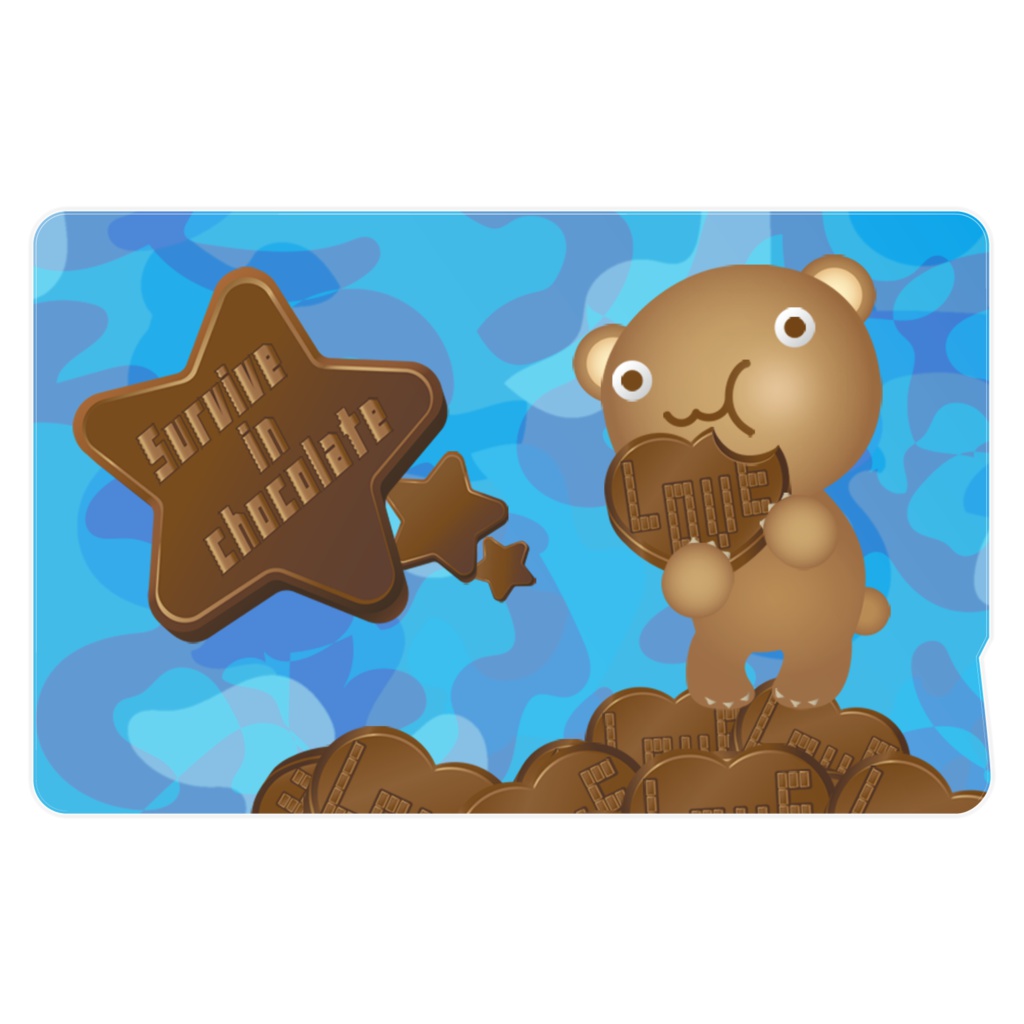 クマチョコ 青 ICカードステッカー