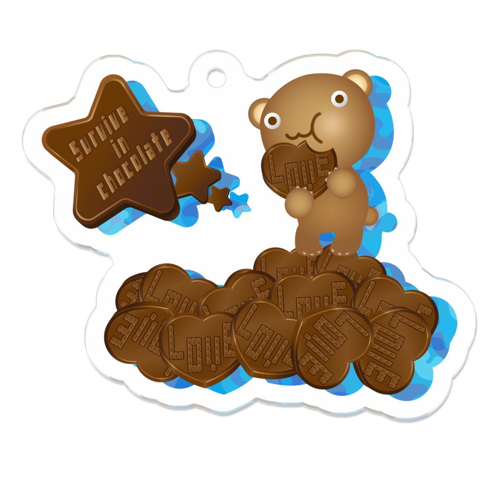 クマチョコ　青　アクリルキーホルダー
