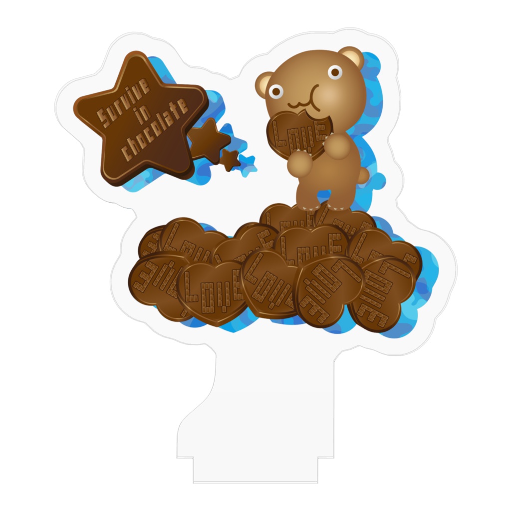 クマチョコ 青 アクリルフィギュア