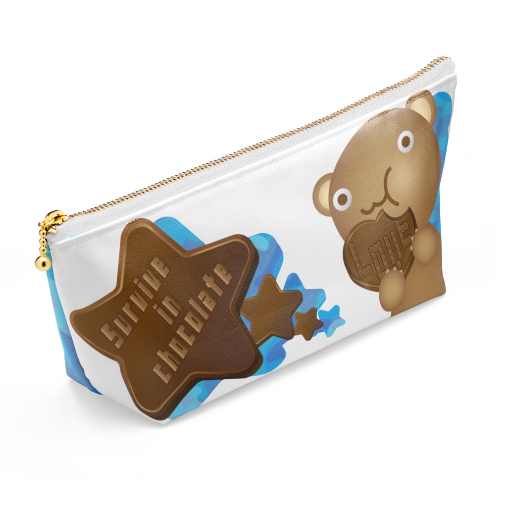 クマチョコ 青 ポーチ