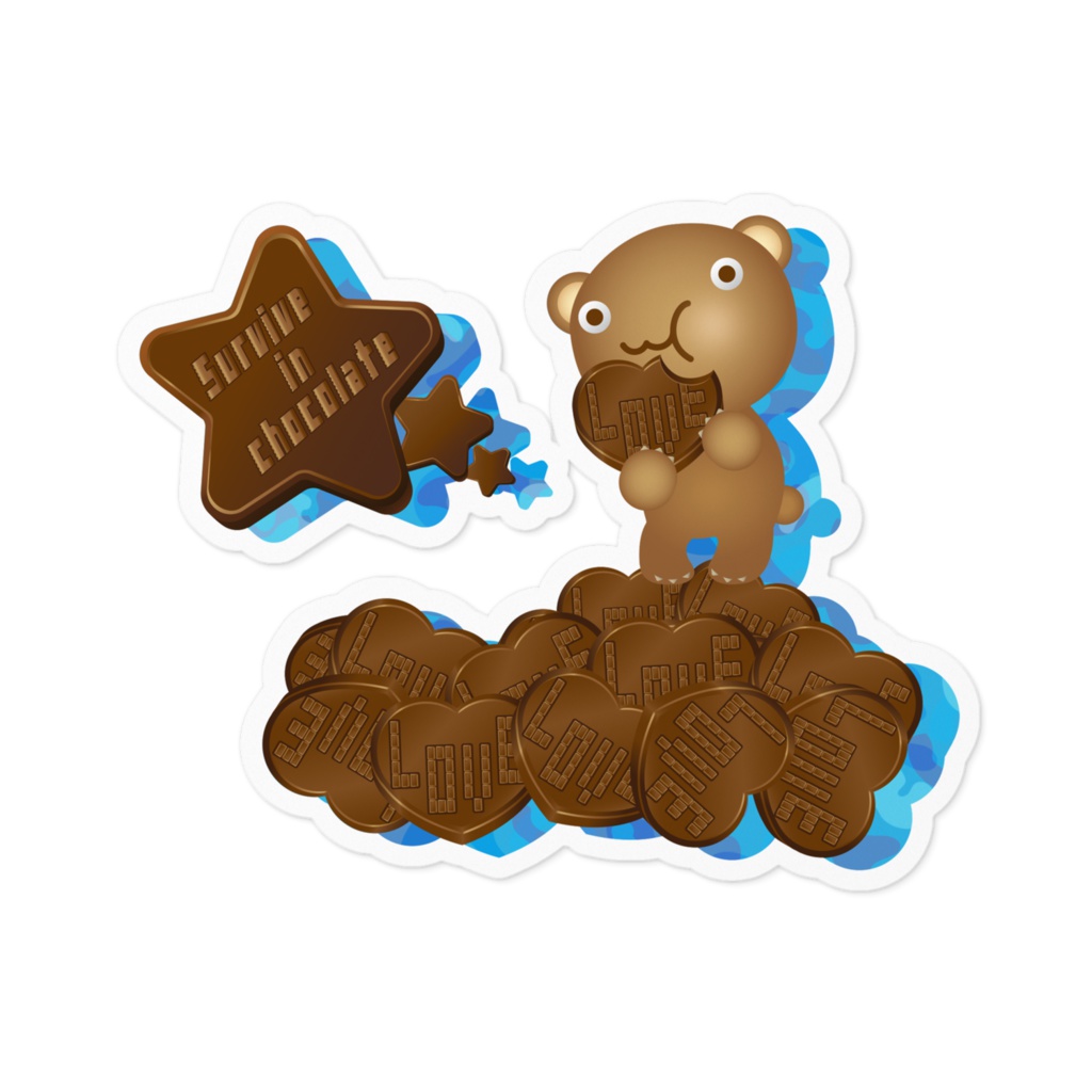 クマチョコ 青 ステッカー