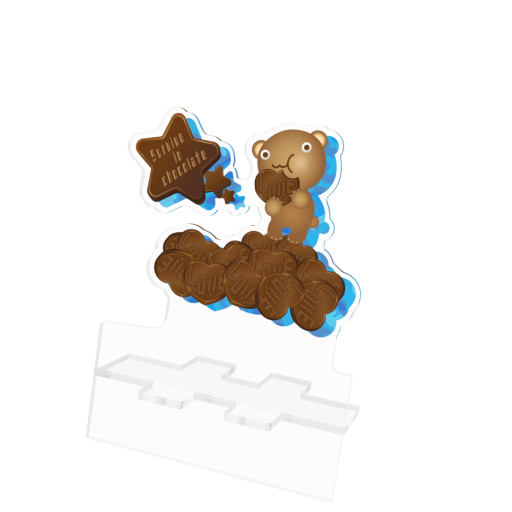 クマチョコ 青 アクリルスマホスタンド