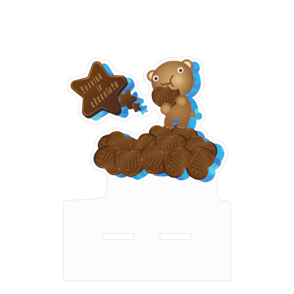クマチョコ 青 アクリルスマホスタンド