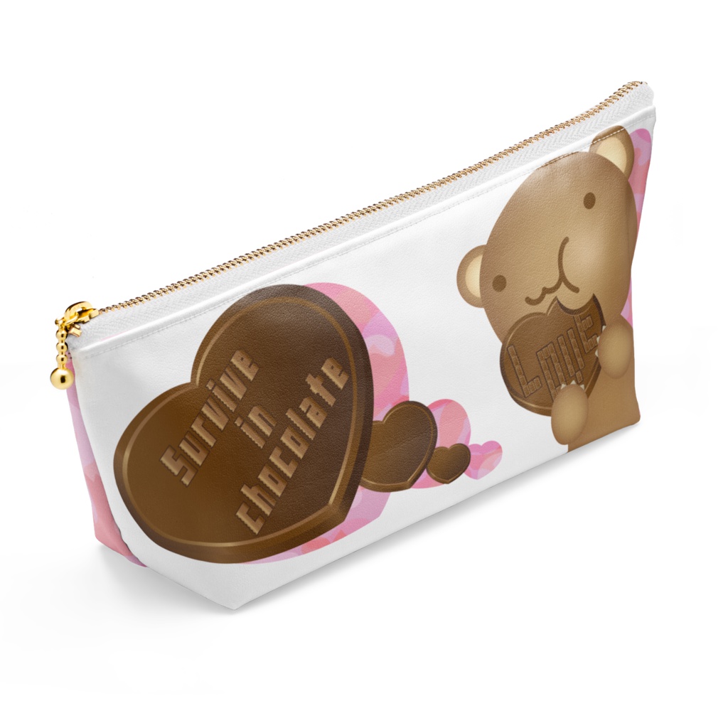 クマチョコ 桃 ポーチ