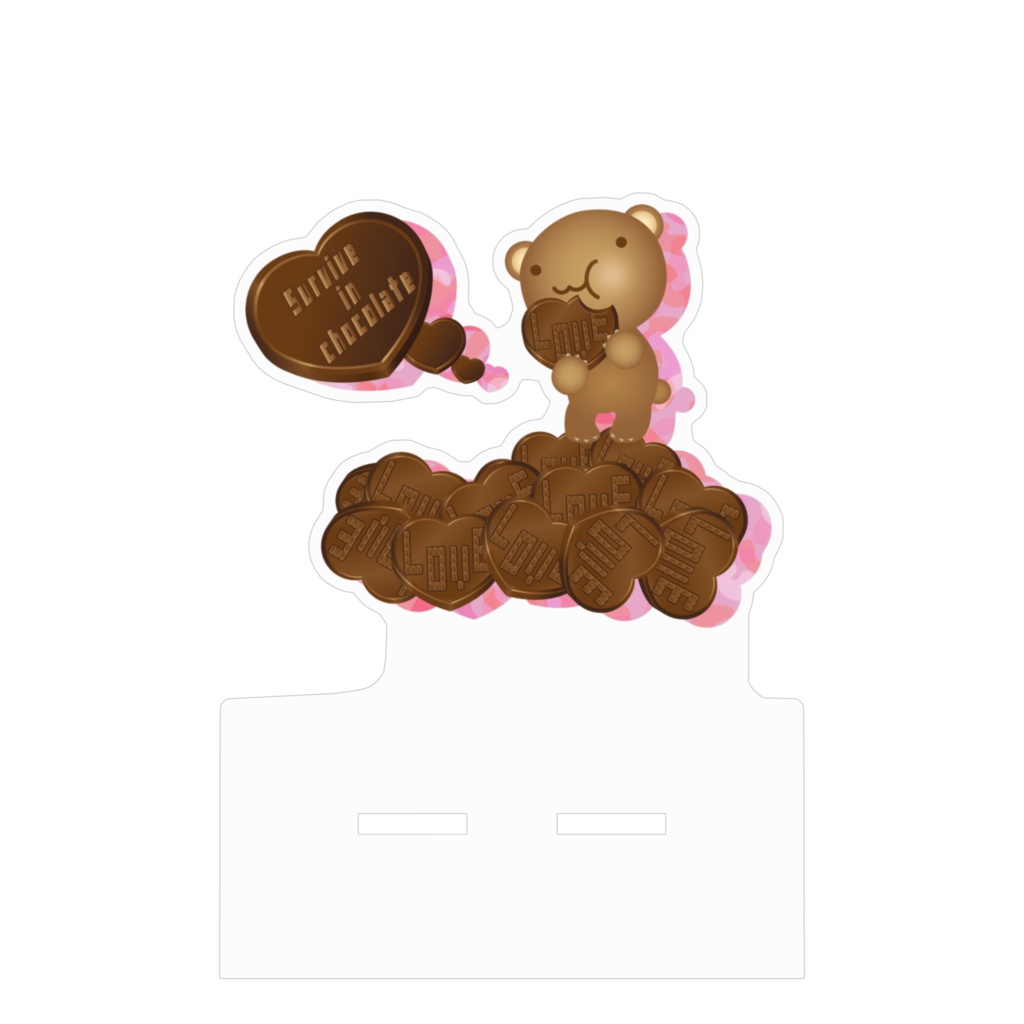 クマチョコ 桃 アクリルスマホスタンド