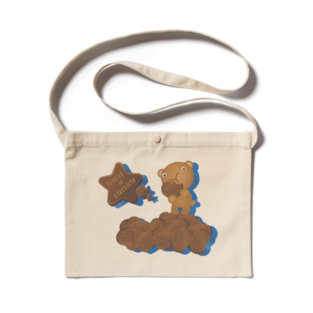 クマチョコ　青　サコッシュ