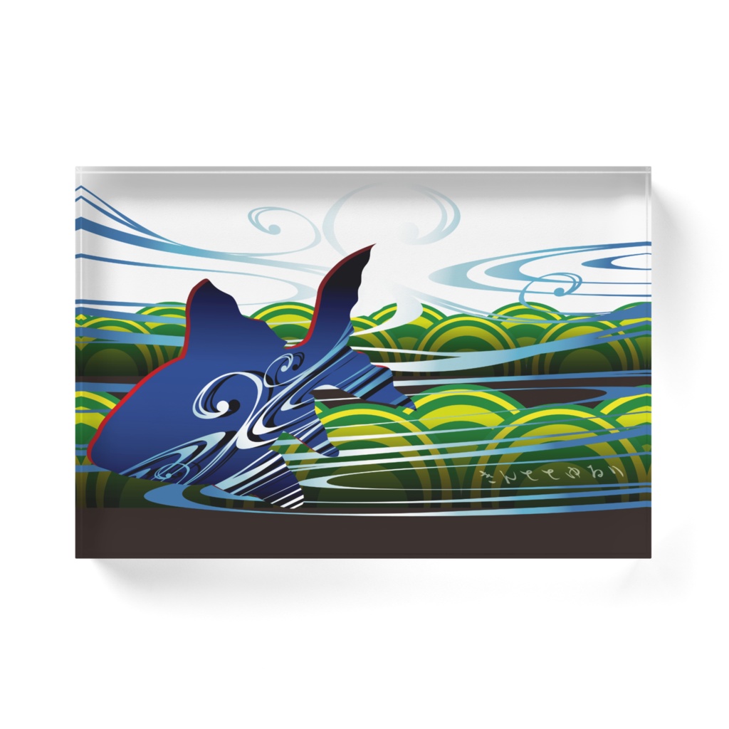 きんととゆるり 紺色2 アクリルブロック