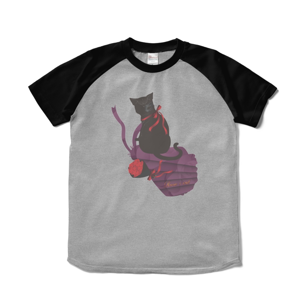 薔薇と猫 LADIES ラグランTシャツ
