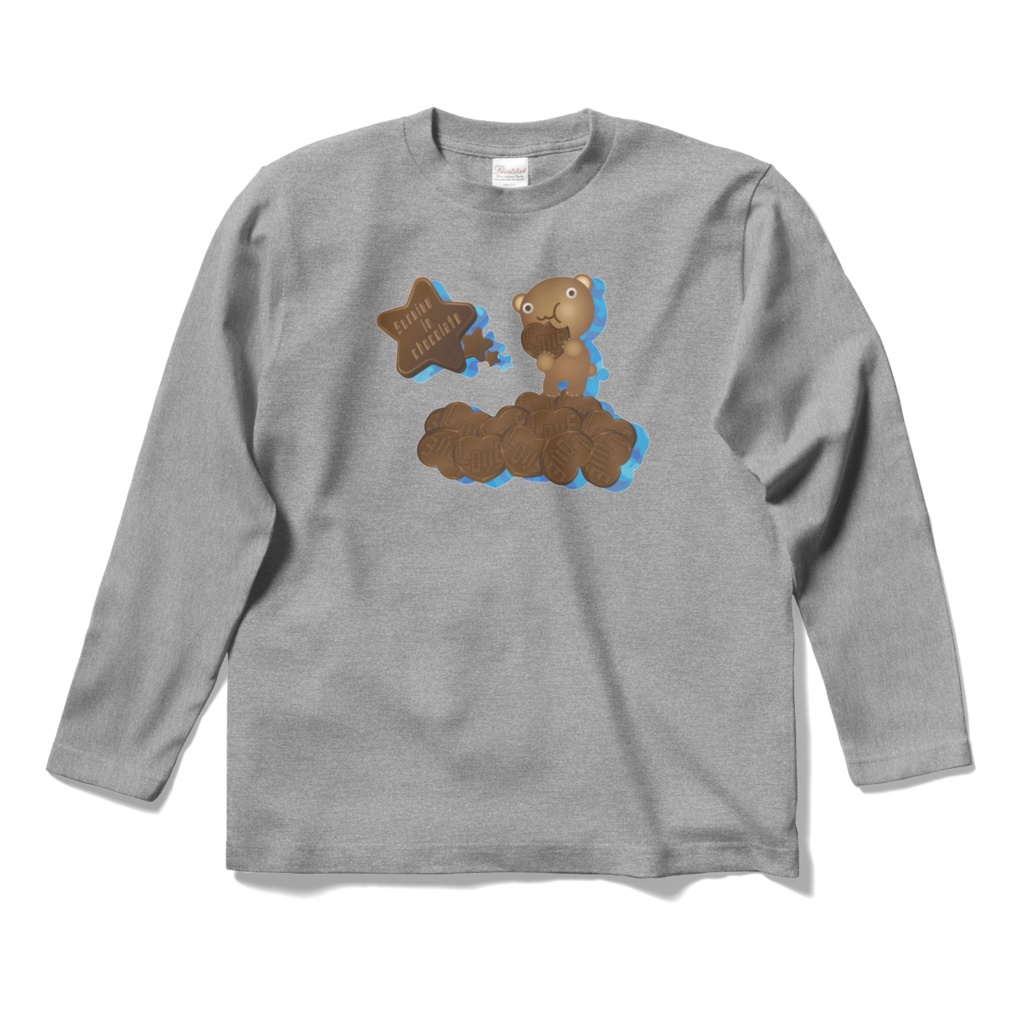クマチョコ 青 ロングスリーブTシャツ