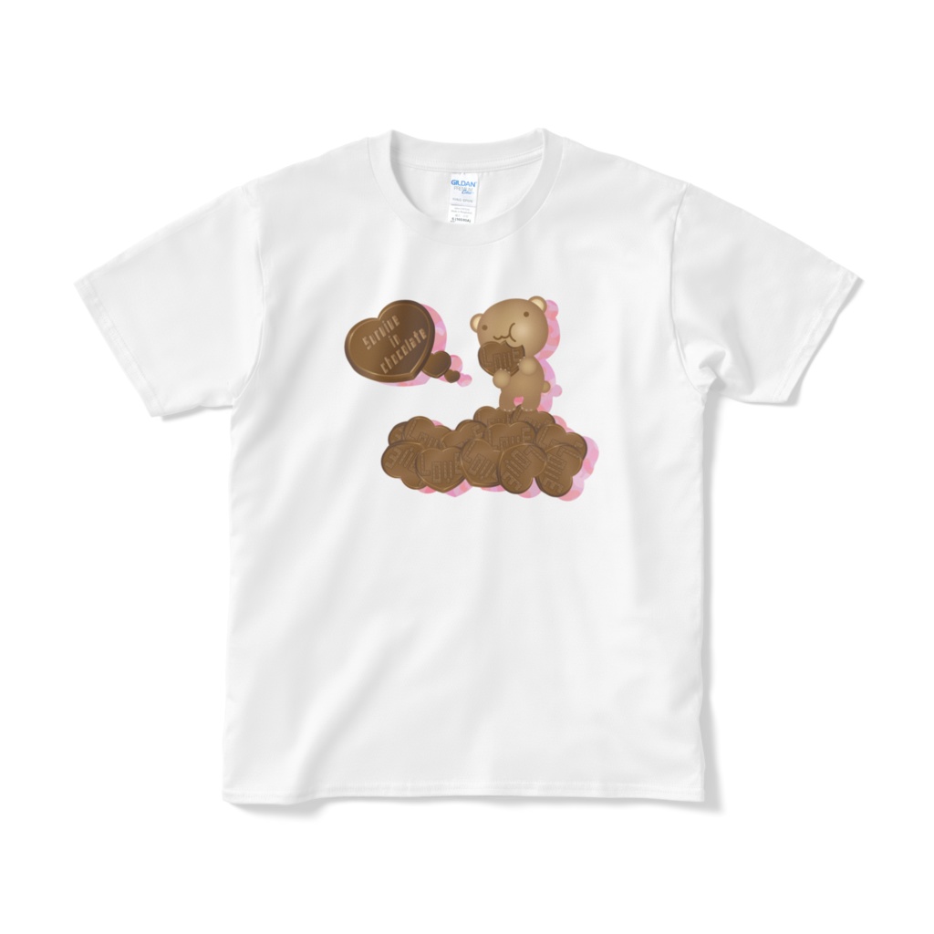 クマチョコ 桃 Tシャツ(短納期)