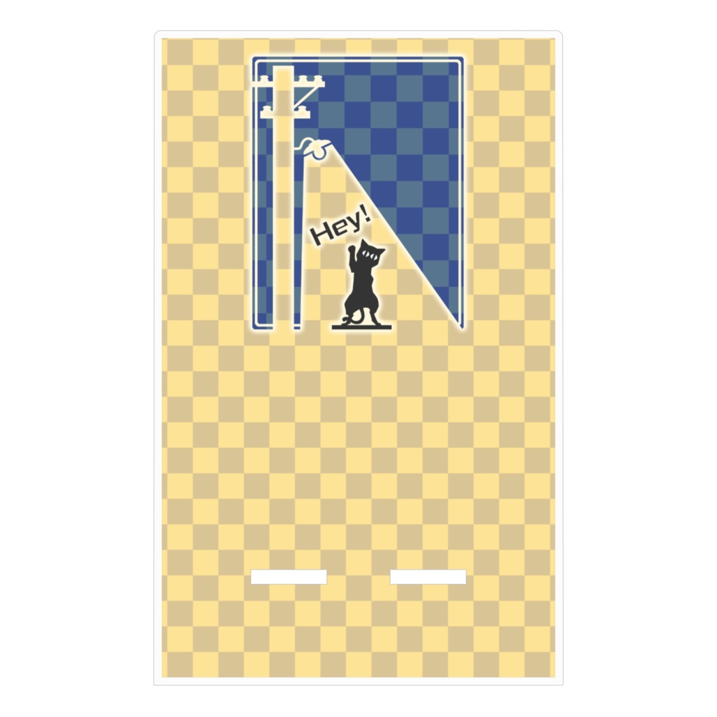 夜猫 アクリルスマホスタンド 市松