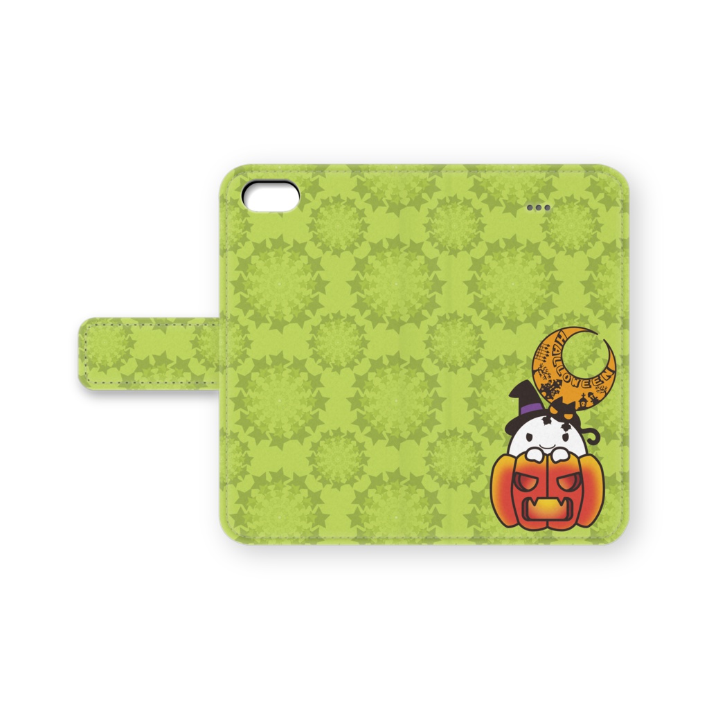 カボチャ畑のふわりん　Pumpkin　手帳型iPhoneケース