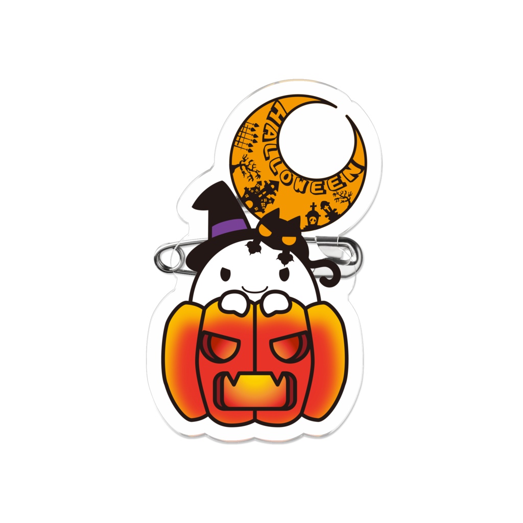カボチャ畑のふわりん　Pumpkin　アクリルバッジ