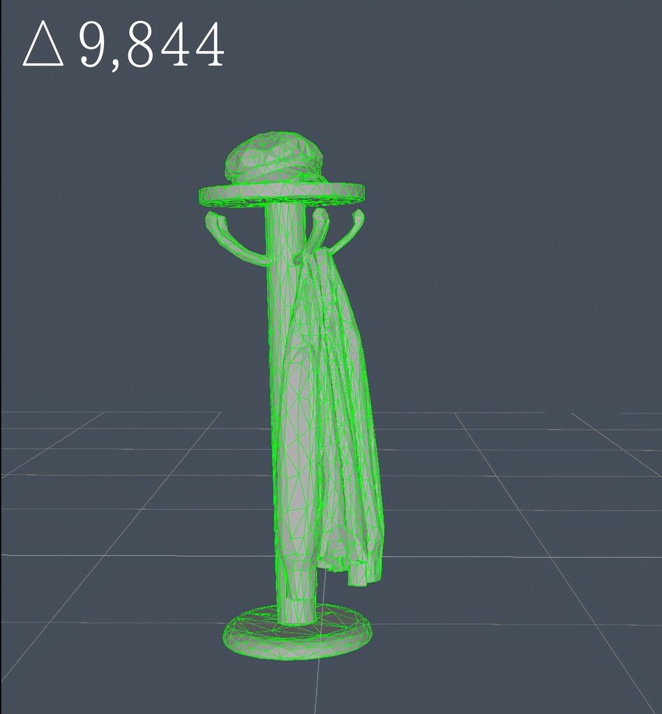 【ローポリ】北欧風ポールハンガーと衣装セット 3Dモデル(Unityパッケージ)