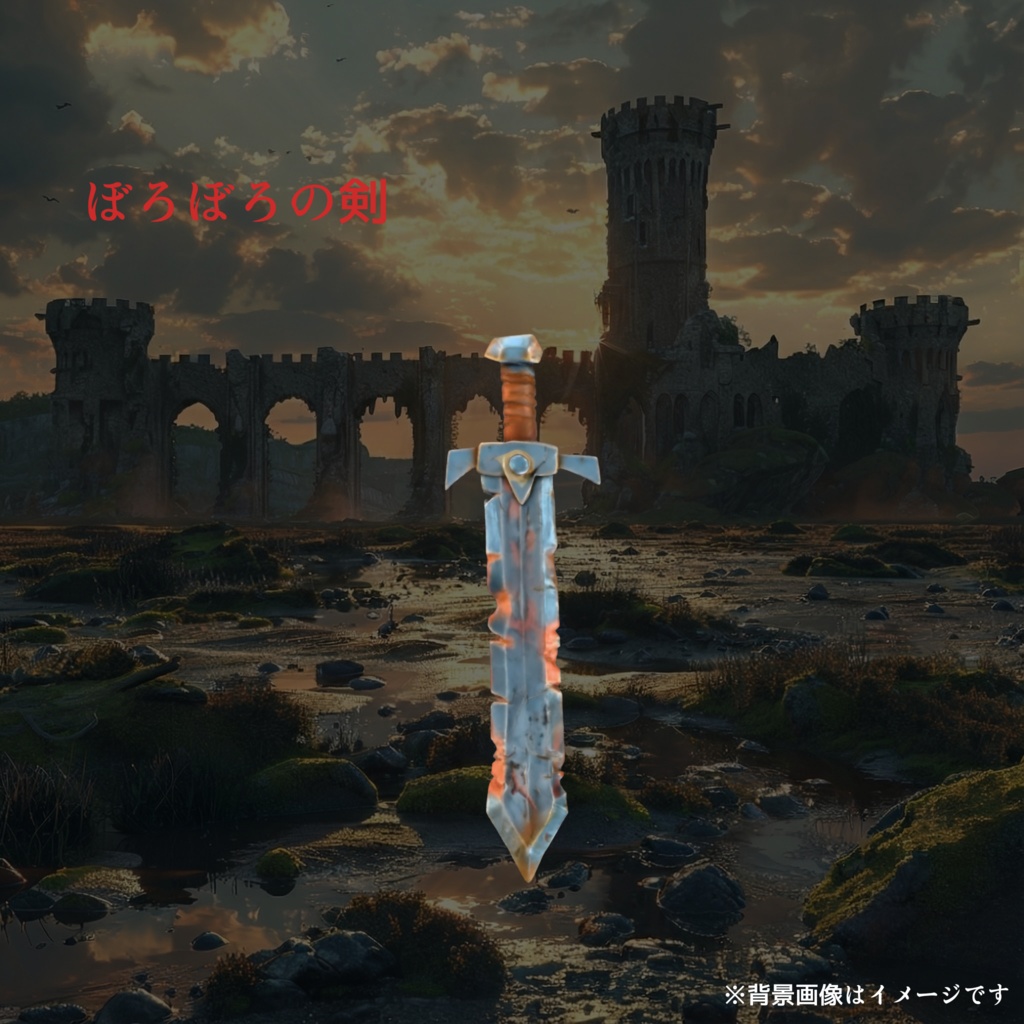 ​【ローポリ】錆びついたぼろぼろの剣 - Rusty Worn Sword(Unityパッケージ)