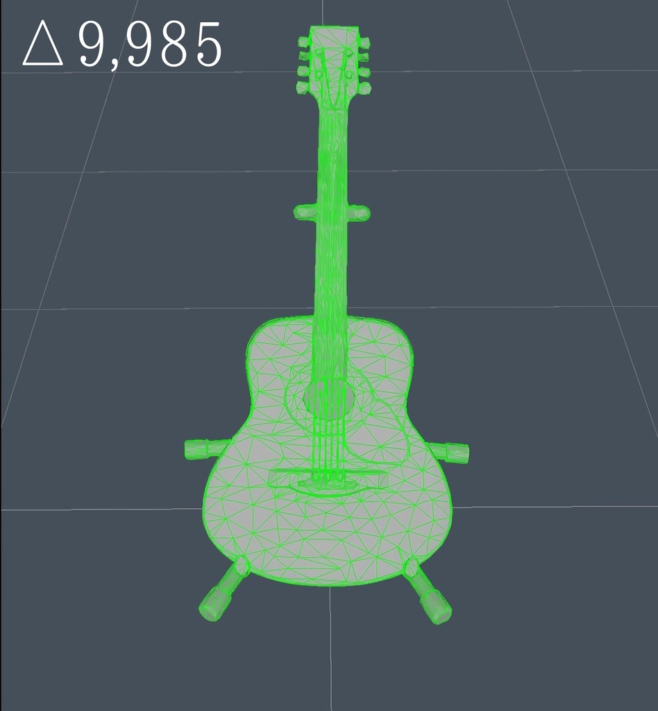 【ローポリ】アコースティックギターとスタンドセット 3Dモデル(Unityパッケージ)