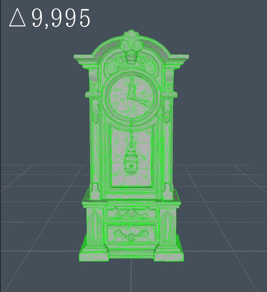 【️新春セール】アンティークな振り子時計(グランドファーザー・クロック)Low-Poly(Unityパッケージ)