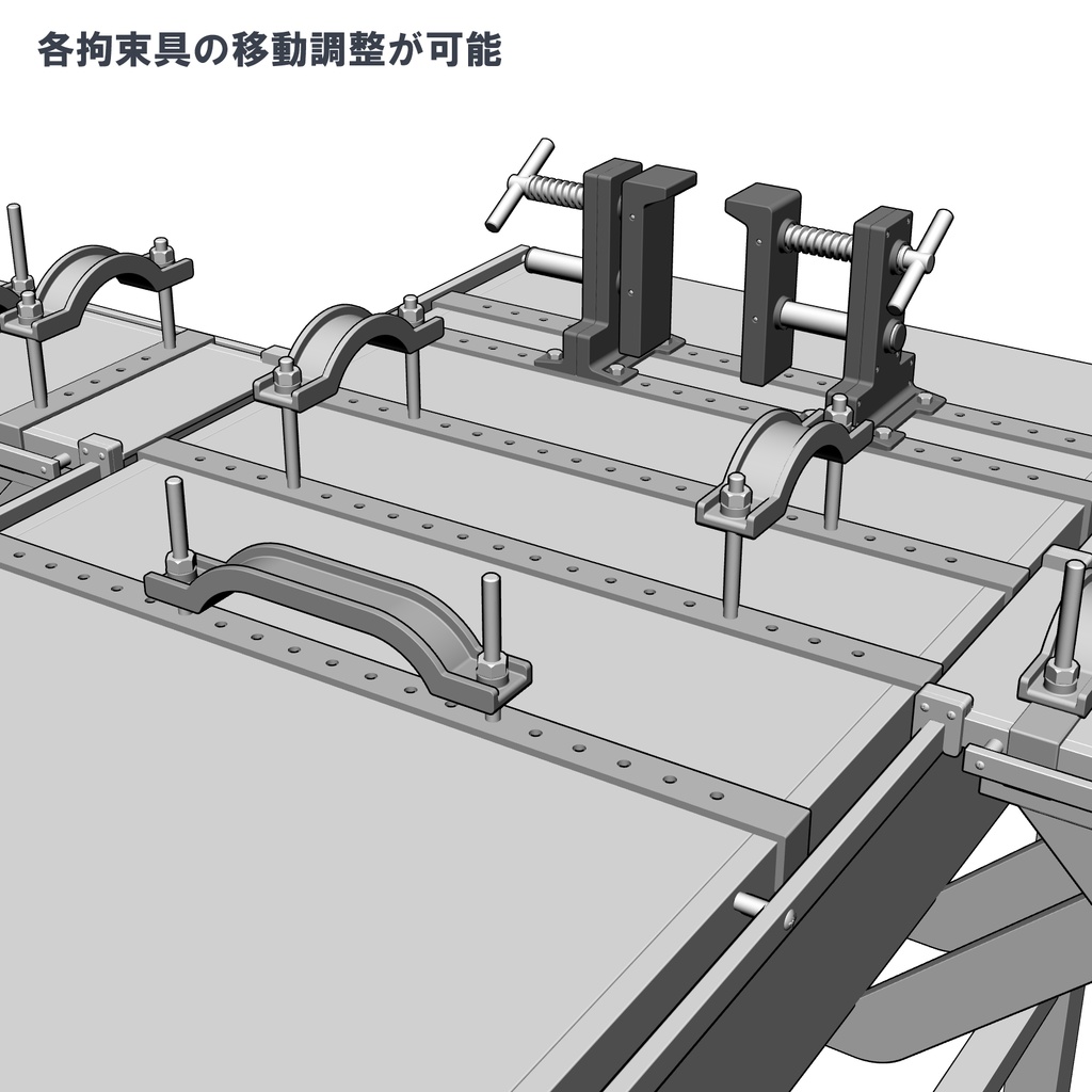 【クリスタ用3D小物】拘束具付き鉄製ベッド(0919アップデート)