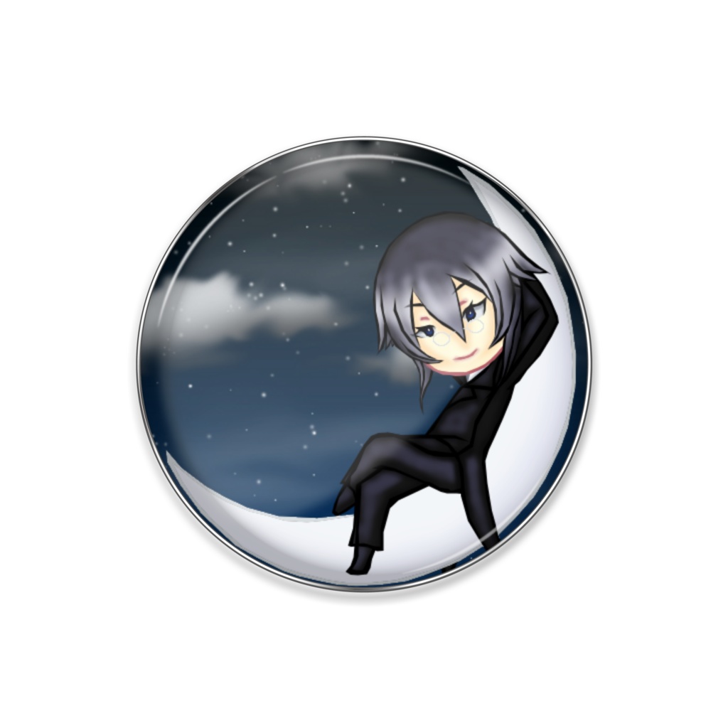 ピンバッジ・月に佇む