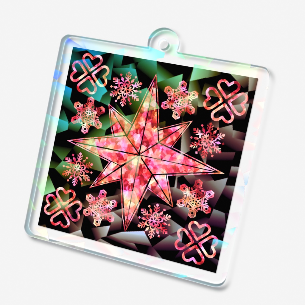 ホログラムアクリルキーホルダー・ステンドグラス風(クリスタル)