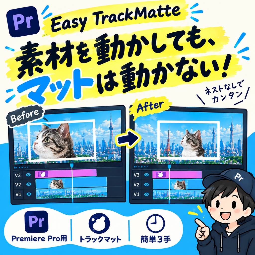 Easy TrackMatte ― 素材を動かしても窓が動かないトラックマット（Premiere用プラグイン）