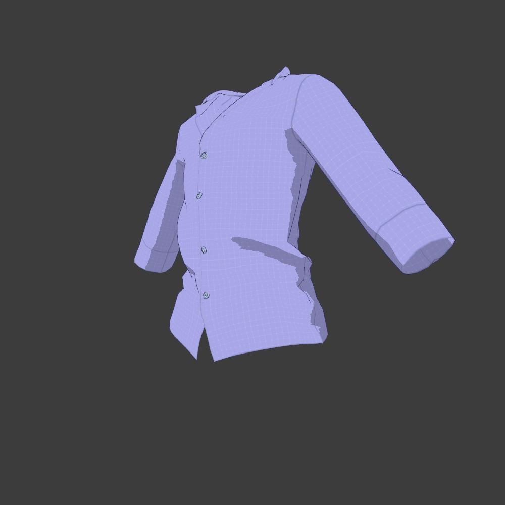 【VRC向け男性服】シンプル開襟シャツ8分袖