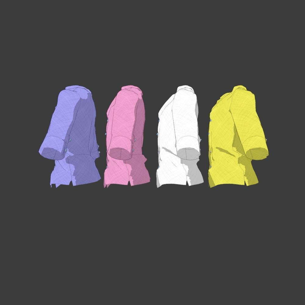 【VRC向け男性服】シンプル開襟シャツ8分袖