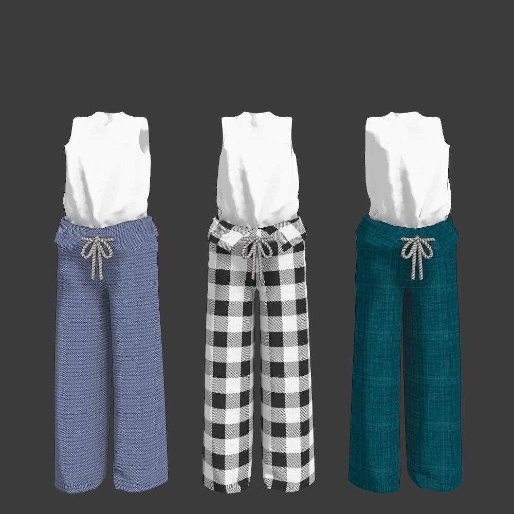 【狐雪ちゃん対応服】シンプルワイドパンツ&タンクトップ