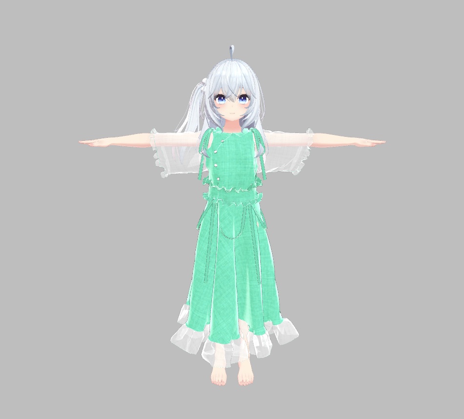 【狐雪ちゃん対応服】Aラインワンピース【Unity2019対応済】