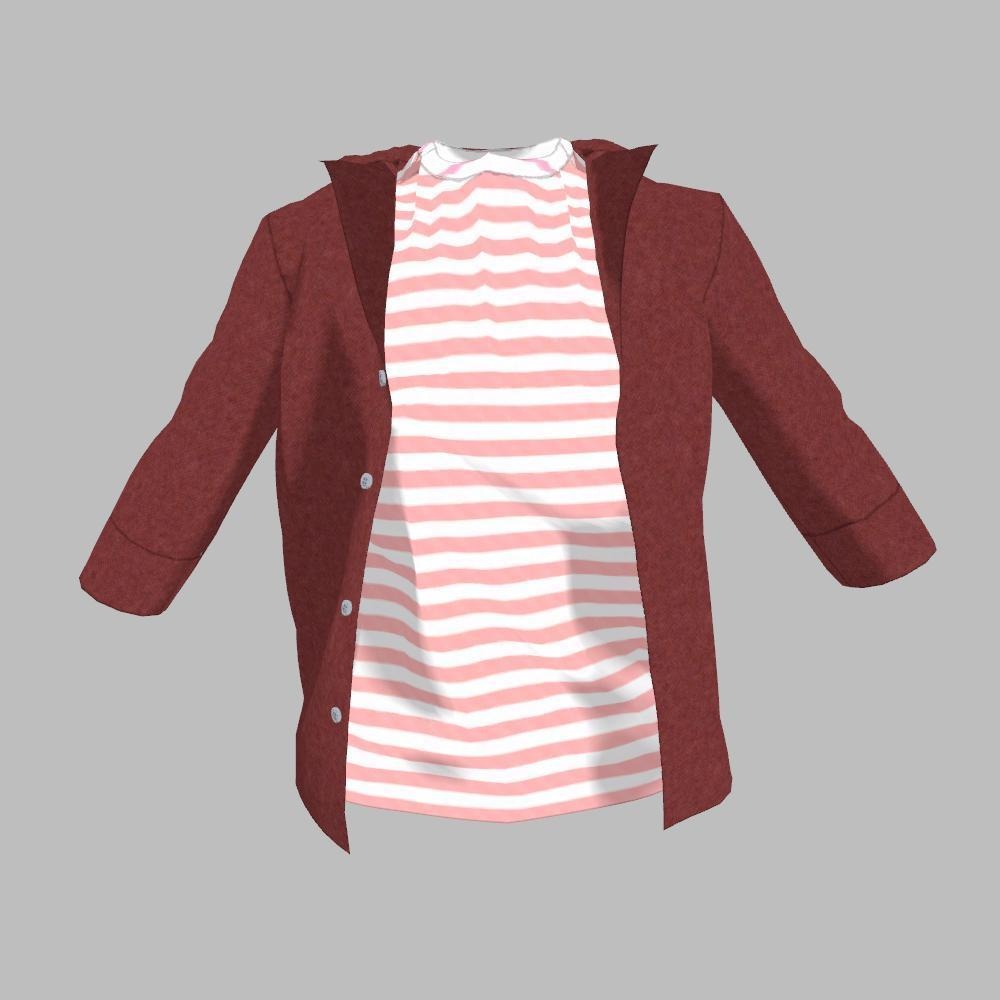 シンプル開襟シャツ&ボーダーT