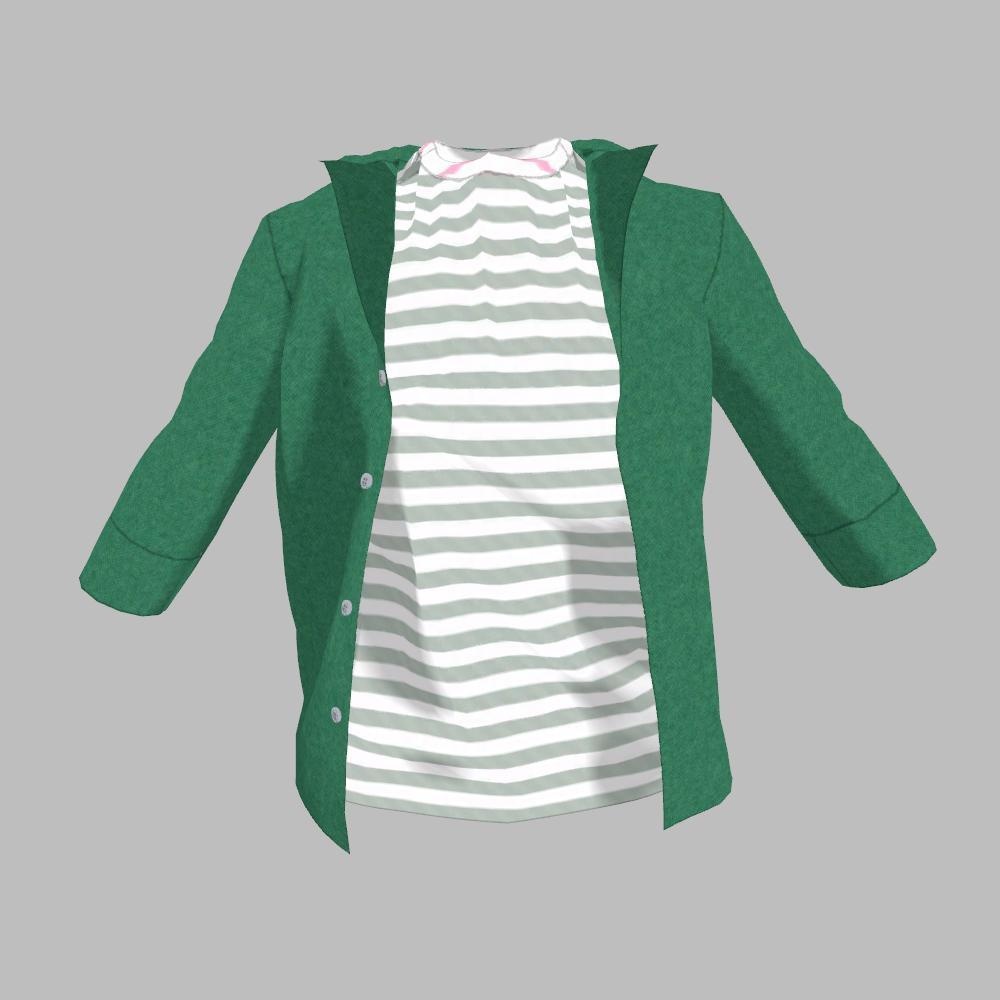 シンプル開襟シャツ&ボーダーT