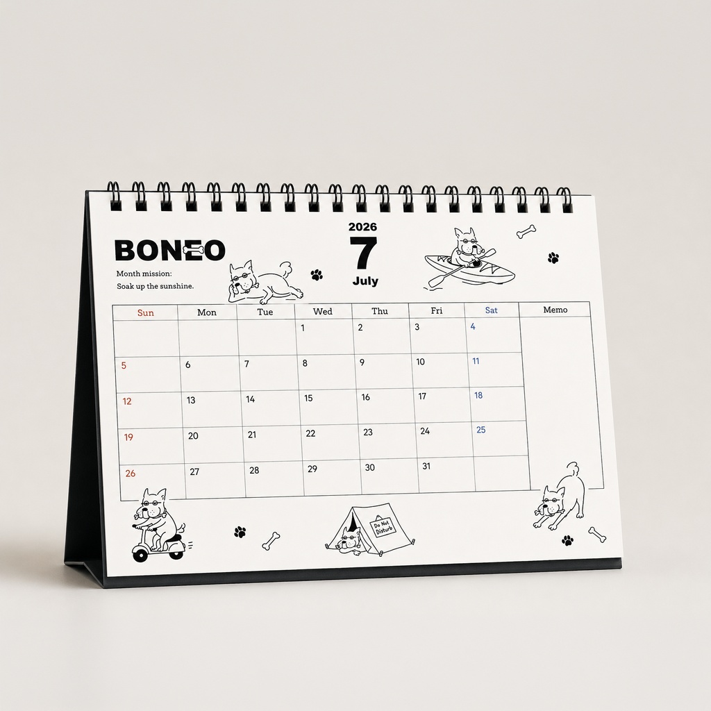 BONEO 2026年7月カレンダー(ハガキサイズ)