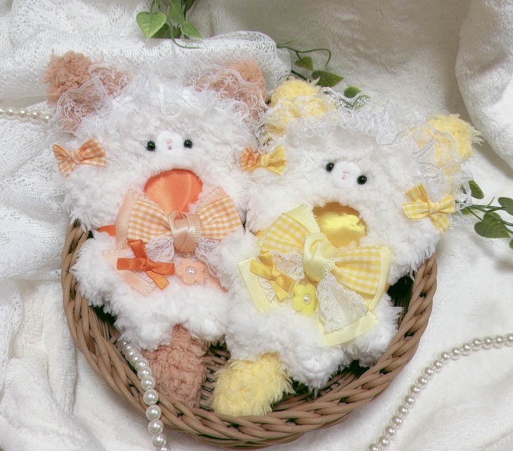 【10-14cm】ぬいぐるみ用 着ぐるみ ぬい服 ねこ レース