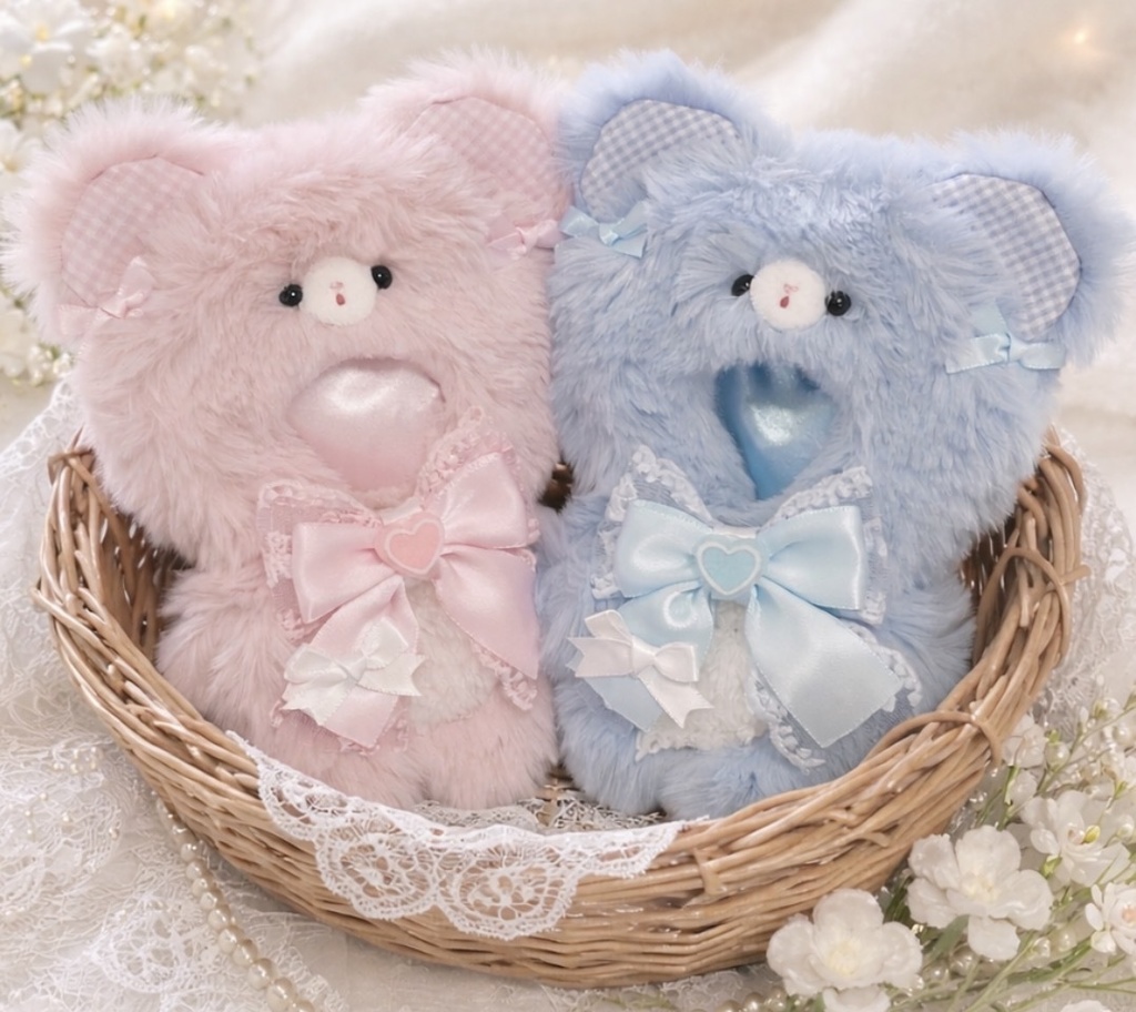 10cm-14cm ぬい服　ふわふわ双子くまさん　