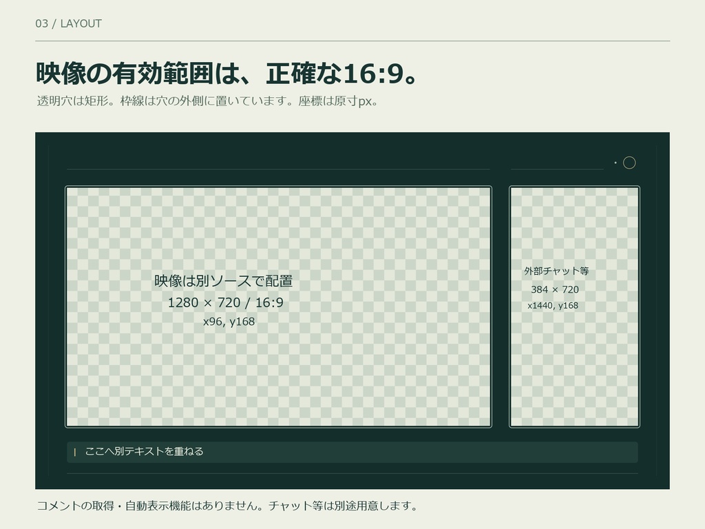 静かな時間の配信画面セット