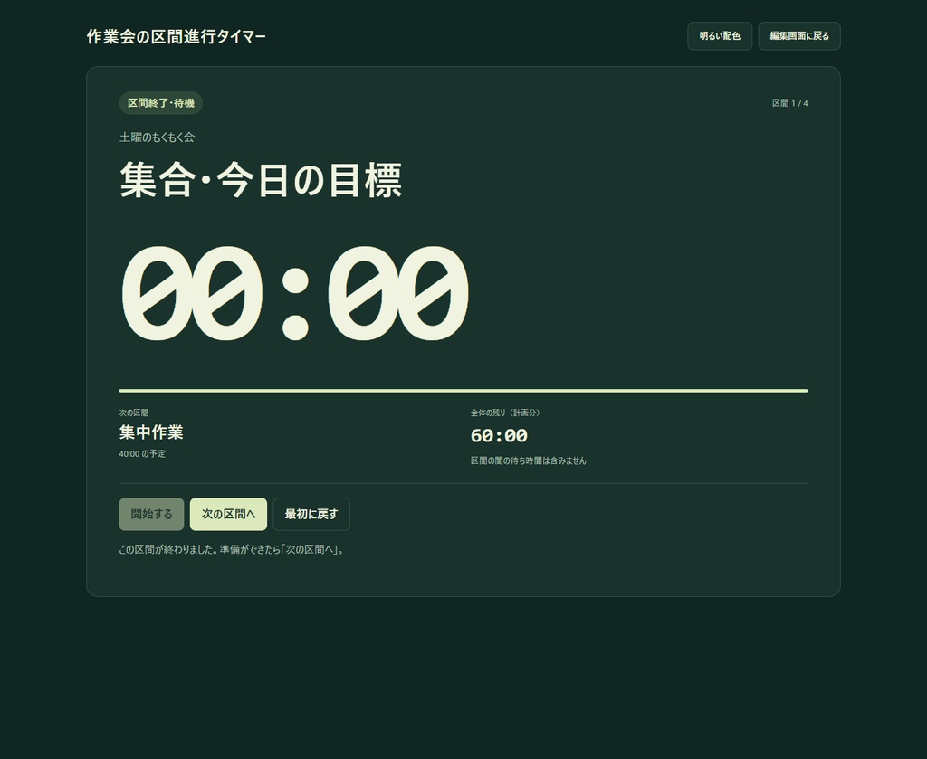 作業会の区間進行タイマー