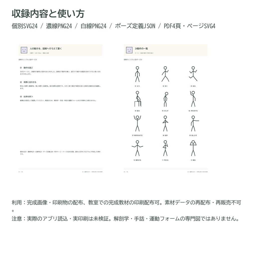 図解のシンプル人型ポーズ24