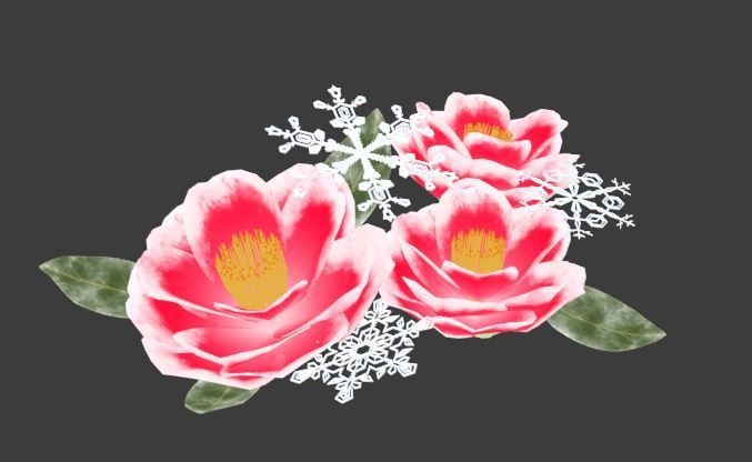 冬椿-白雪の誇り- 髪飾り、耳飾りセット