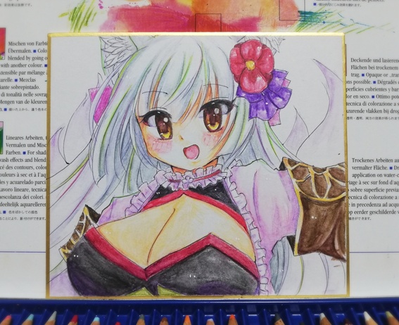 【一点物】色紙手書きイラスト・玉藻ロア